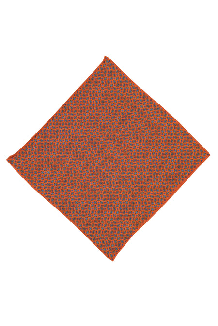 Orta Turuncu İtalyan Desenli Keten Mendil