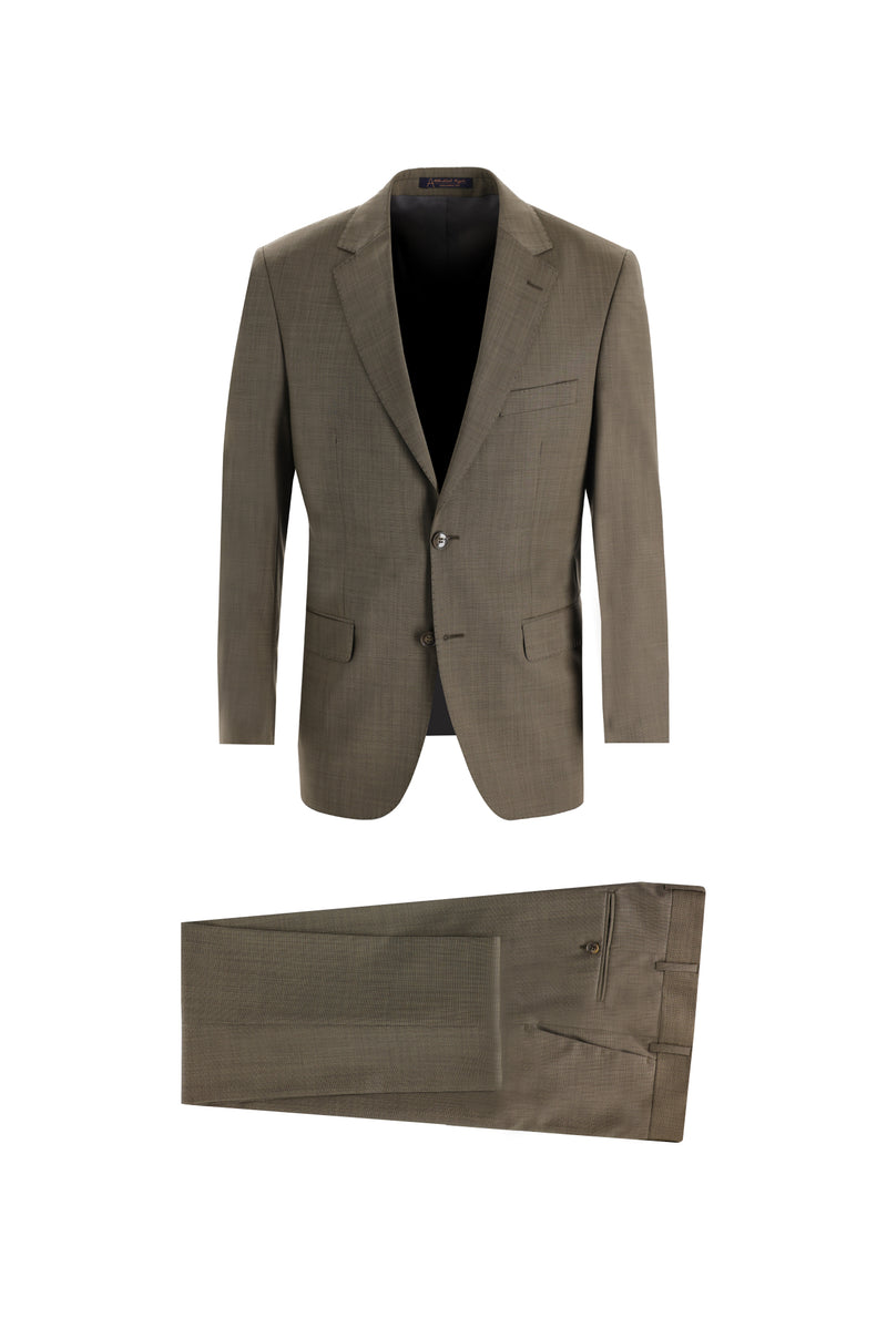 Orta Kahve Slim Fit Dar Kesim Klasik Yün Takım Elbise