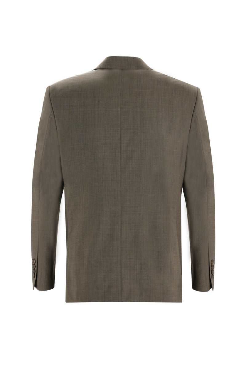Orta Kahve Slim Fit Dar Kesim Klasik Yün Takım Elbise