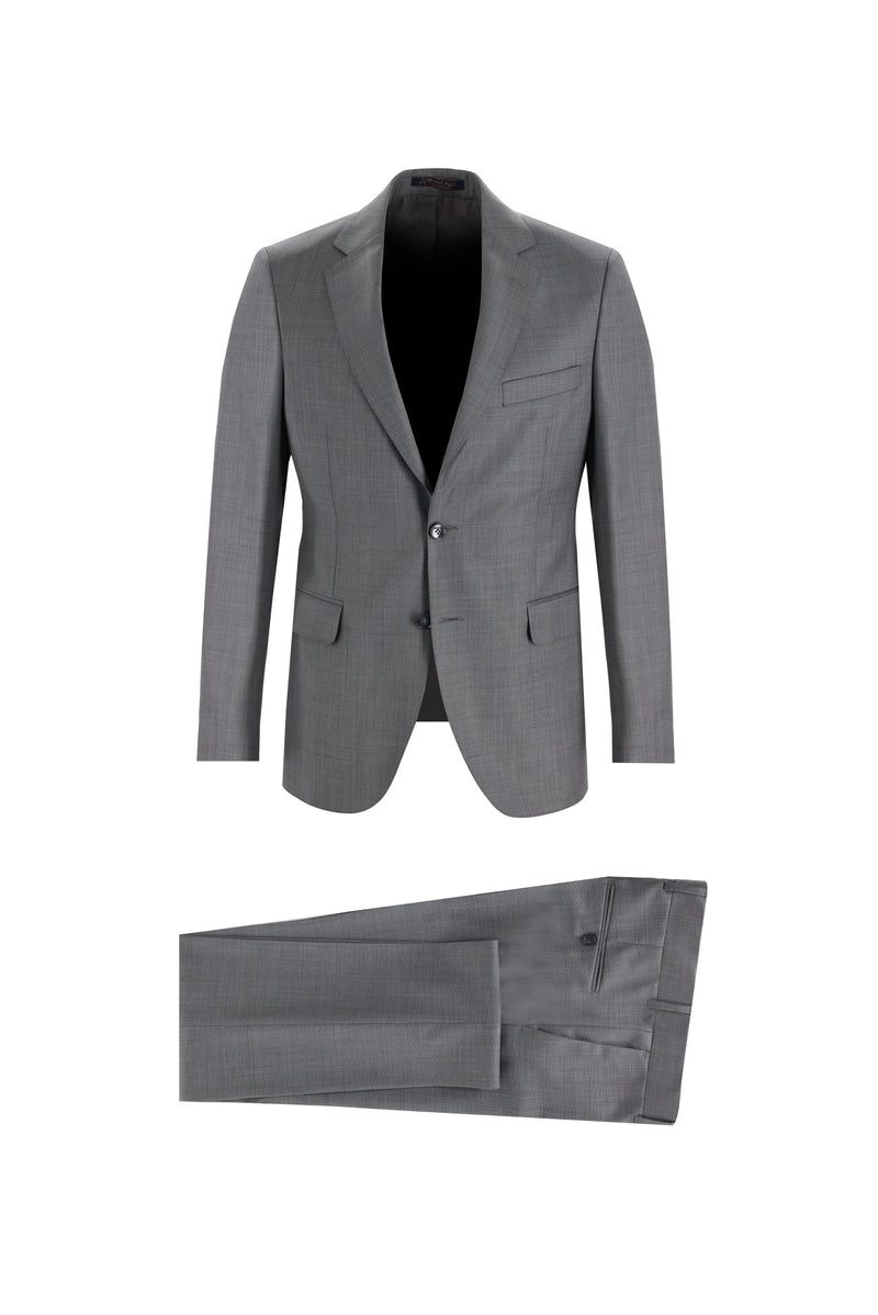 Orta Gri 4 Drop Relaxed Fit Rahat Kesim Yün Tak?m Elbise-Abdullah Ki??l?