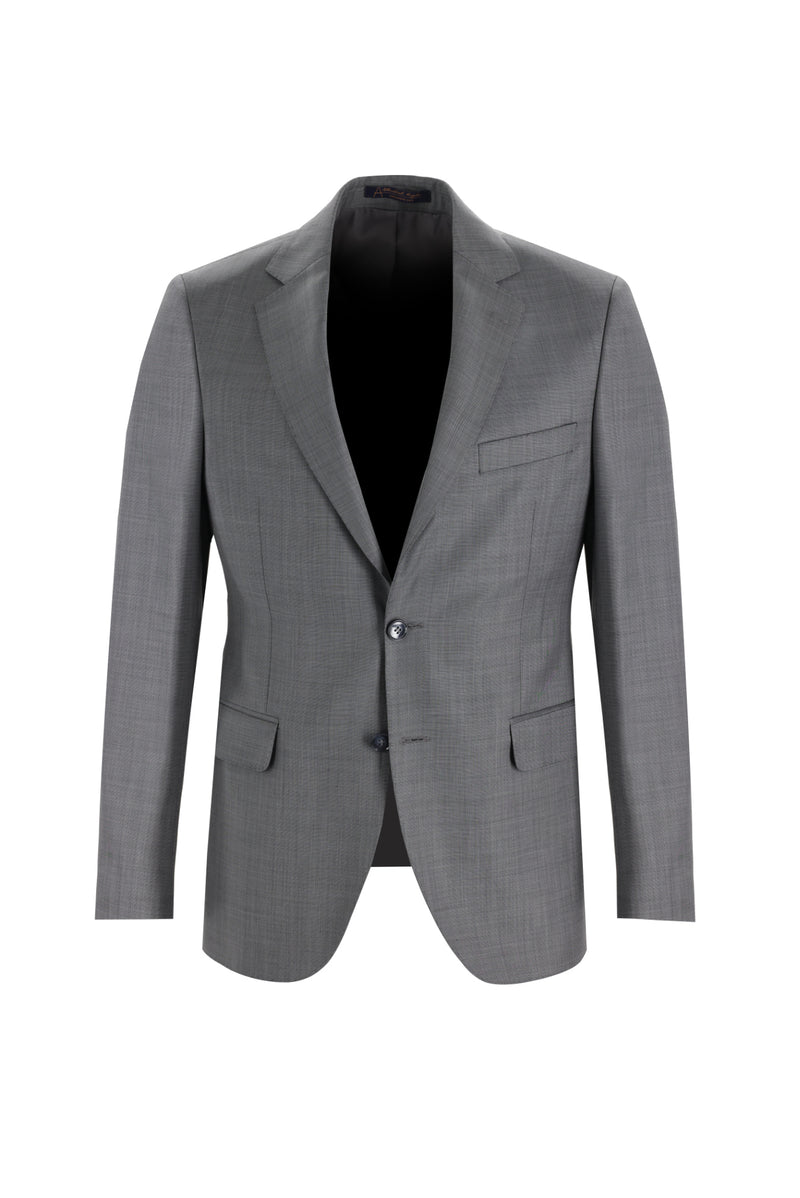 Orta Gri Slim Fit Dar Kesim Klasik Yün Takım Elbise