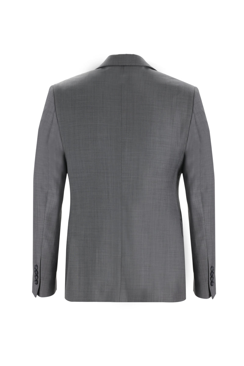 Orta Gri Slim Fit Dar Kesim Klasik Yün Takım Elbise