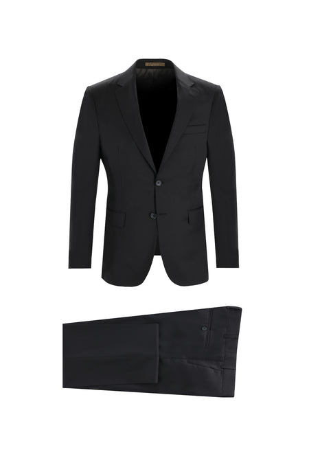 Siyah Relaxed Fit Rahat Kesim Klasik Yün Takım Elbise