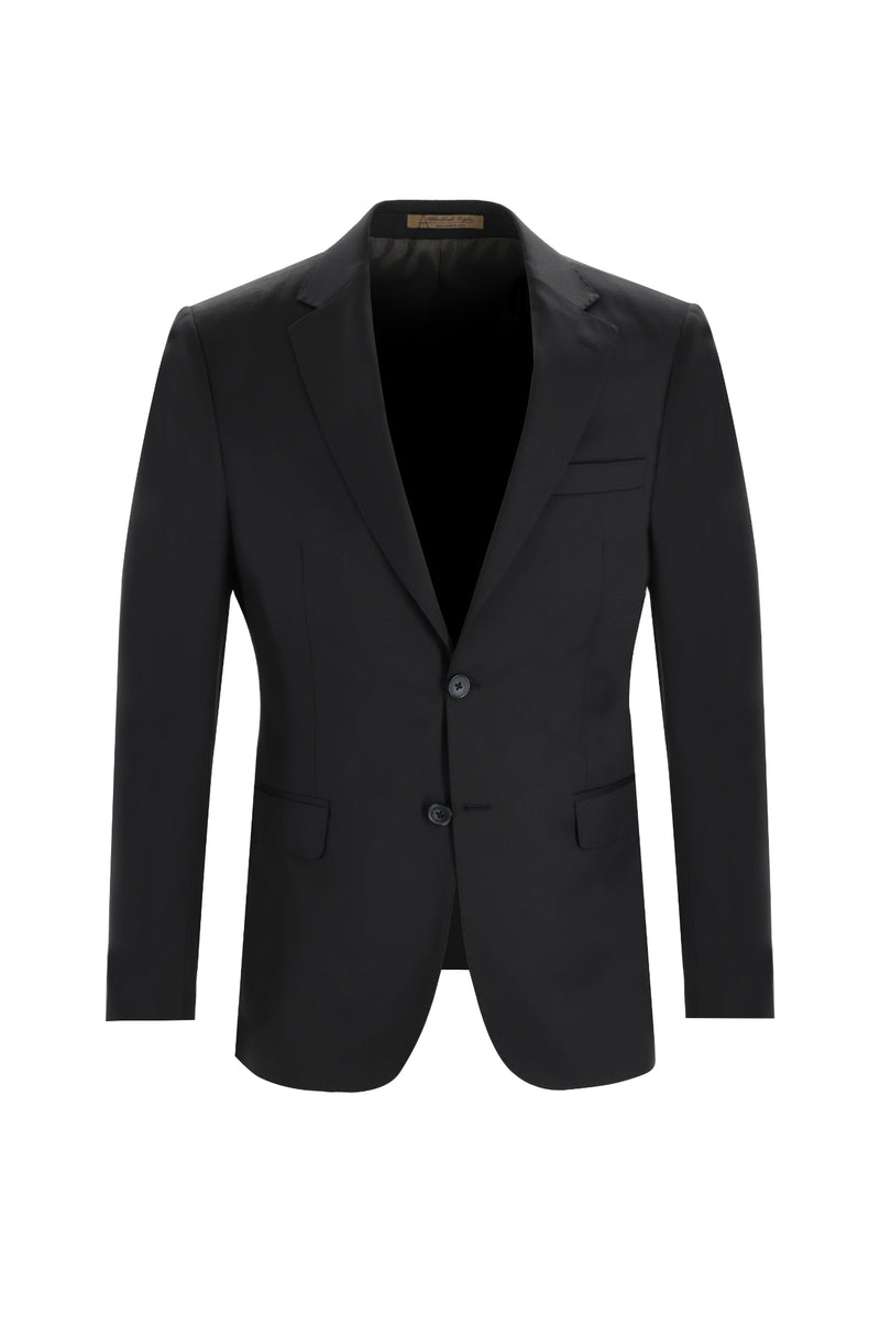 Siyah Slim Fit Dar Kesim Klasik Yün Takım Elbise