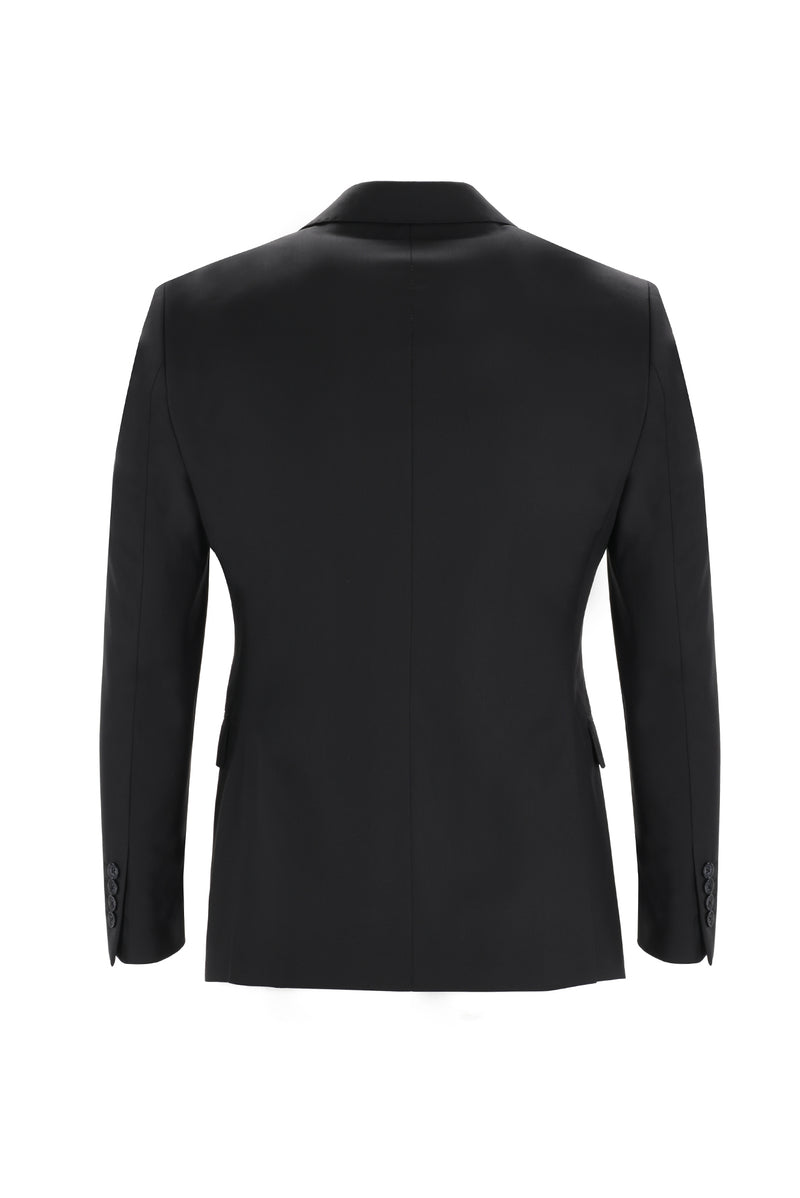 Siyah Slim Fit Dar Kesim Klasik Yün Guabello Takım Elbise