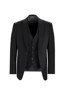Siyah 6 Drop Regular Fit Standart Kesim Yelekli Yün Tak?m Elbise-Abdullah Ki??l?