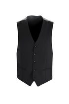 Siyah Slim Fit Dar Kesim Yelekli Yün Takım Elbise