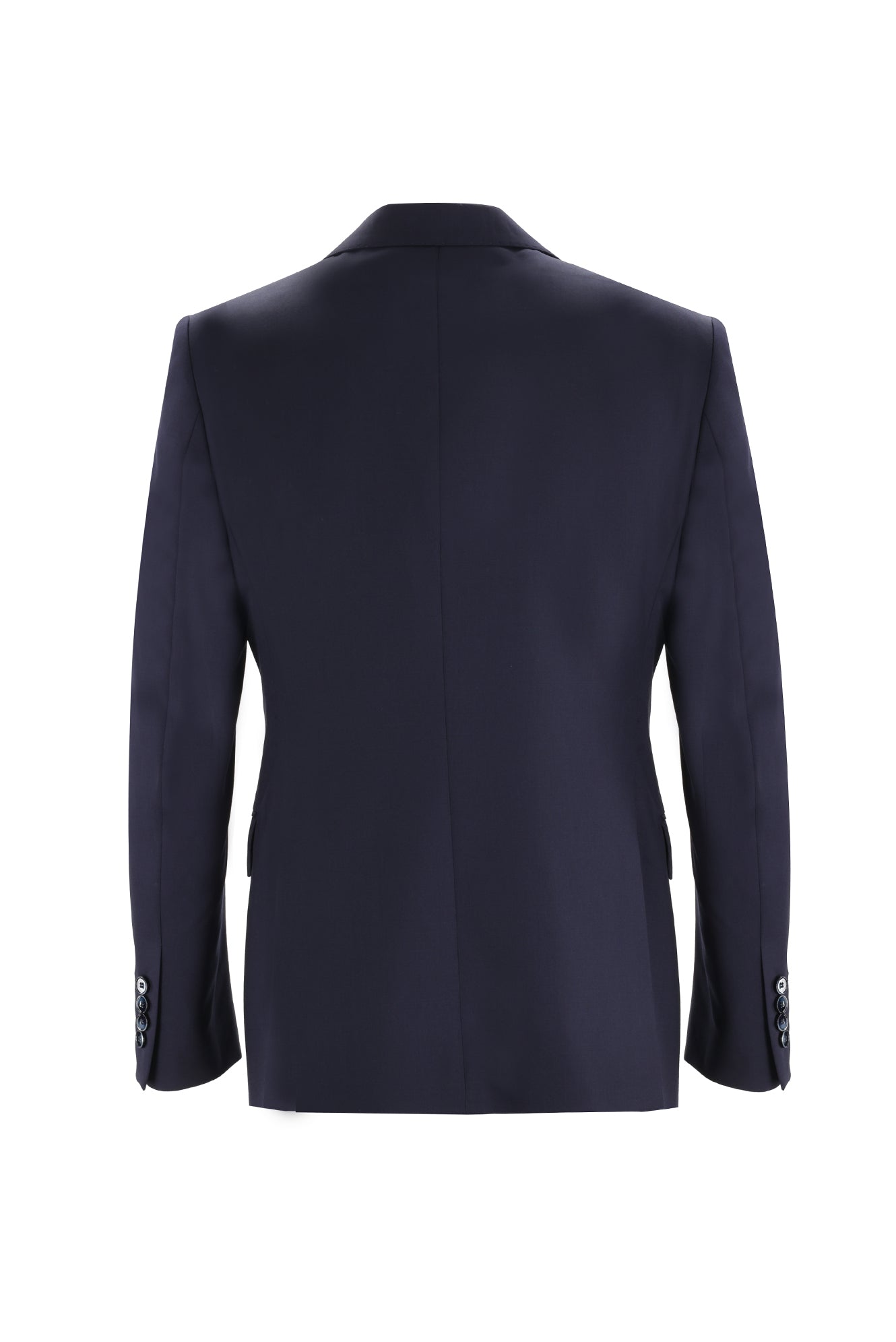 Koyu Lacivert Slim Fit Dar Kesim Yelekli Yün Takım Elbise
