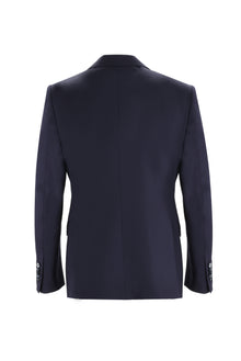Koyu Lacivert Slim Fit Dar Kesim Yelekli Yün Takım Elbise