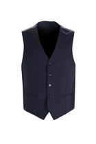 Koyu Lacivert Slim Fit Dar Kesim Yelekli Yün Takım Elbise