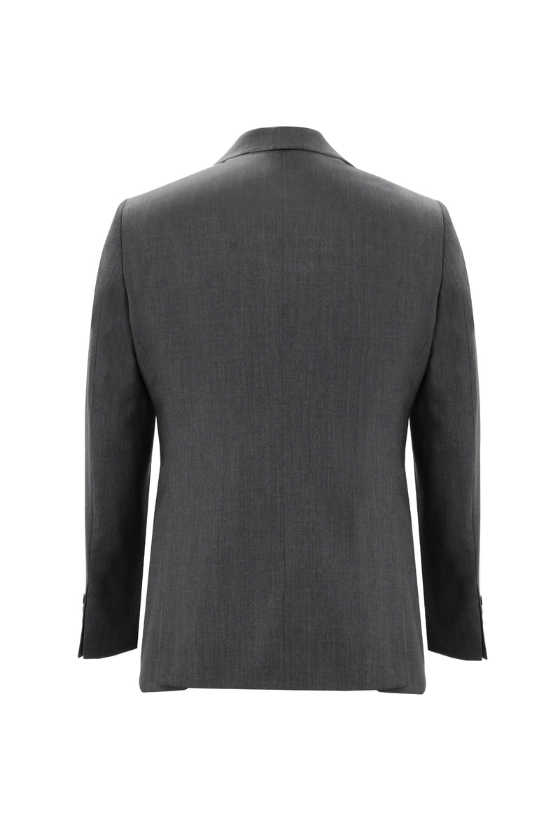 Açık Antrasit Slim Fit Dar Kesim Yünlü Klasik Takım Elbise