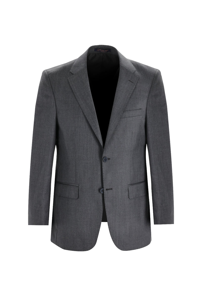 Açık Antrasit Relaxed Fit Rahat Kesim Yünlü Klasik Takım Elbise