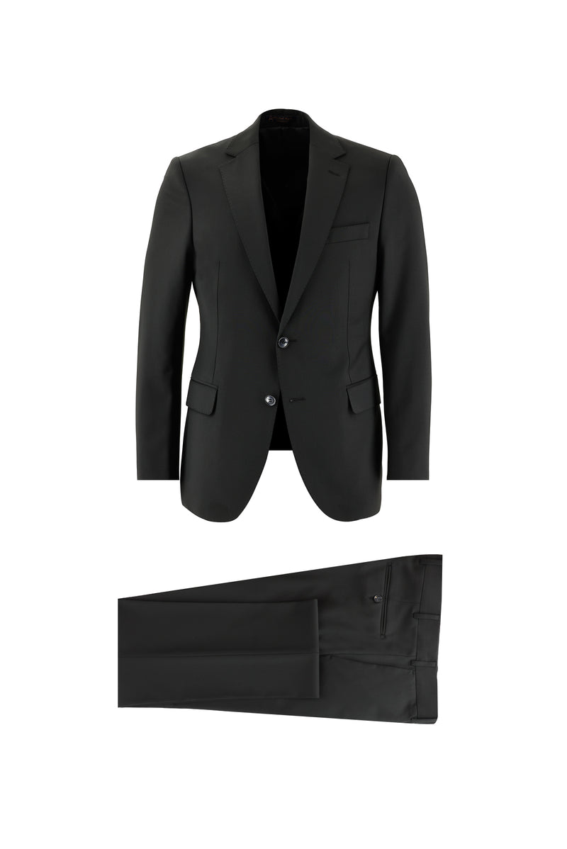 Siyah Slim Fit Dar Kesim Yünlü Takım Elbise