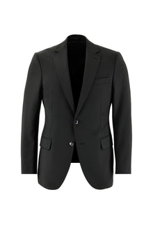 Siyah Slim Fit Dar Kesim Yünlü Takım Elbise