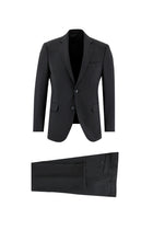 Siyah 7 Drop Slim Fit Dar Kesim Yünlü Tak?m Elbise-Abdullah Ki??l?