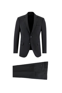 Siyah 7 Drop Slim Fit Dar Kesim Yünlü Tak?m Elbise-Abdullah Ki??l?