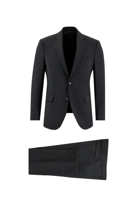 Siyah 7 Drop Slim Fit Dar Kesim Yünlü Tak?m Elbise-Abdullah Ki??l?