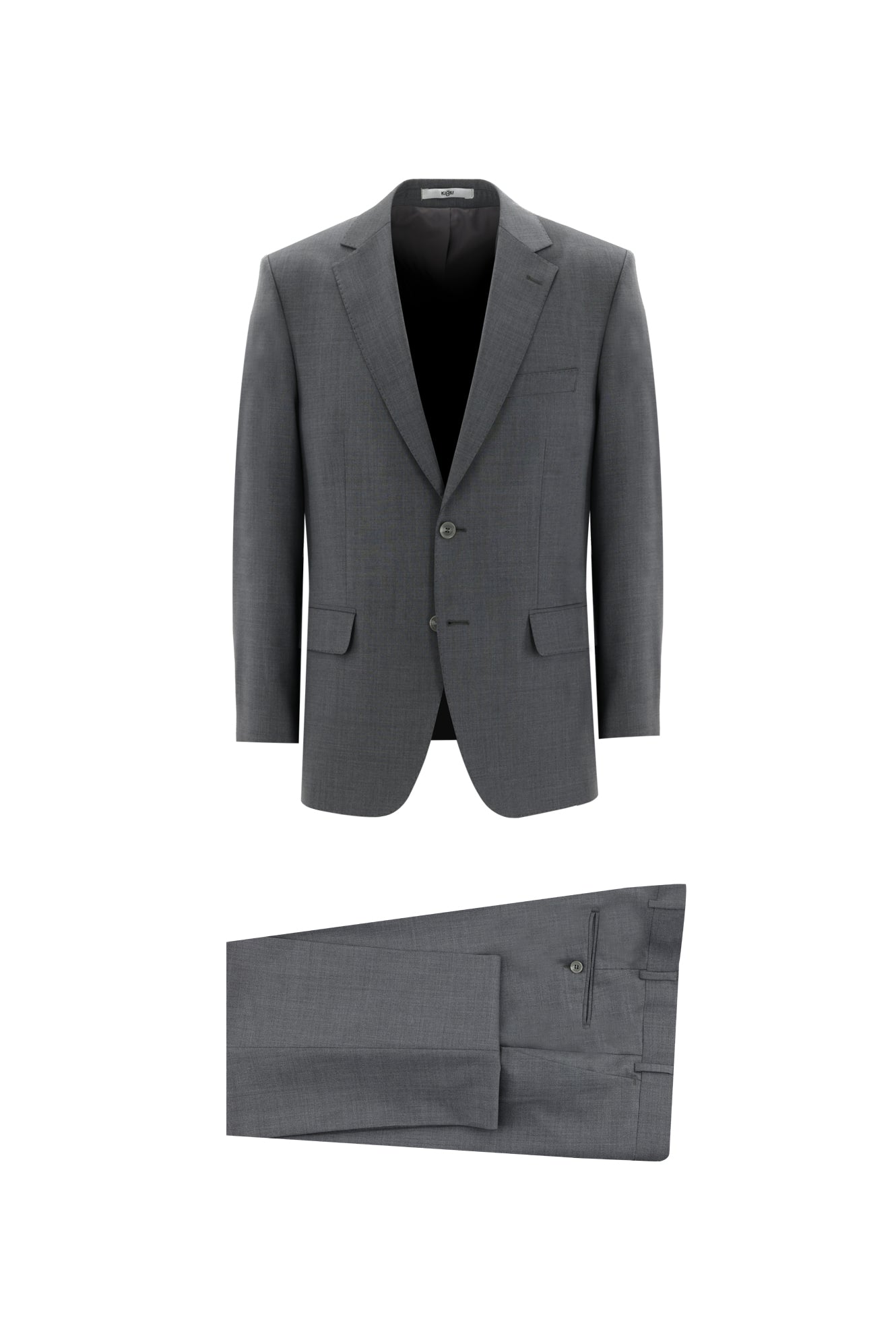 Orta Gri Slim Fit Dar Kesim Yünlü Klasik Takım Elbise