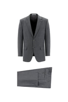 Orta Gri Slim Fit Dar Kesim Yünlü Klasik Takım Elbise