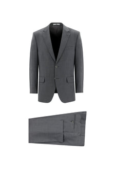 Orta Gri Slim Fit Dar Kesim Yünlü Klasik Takım Elbise