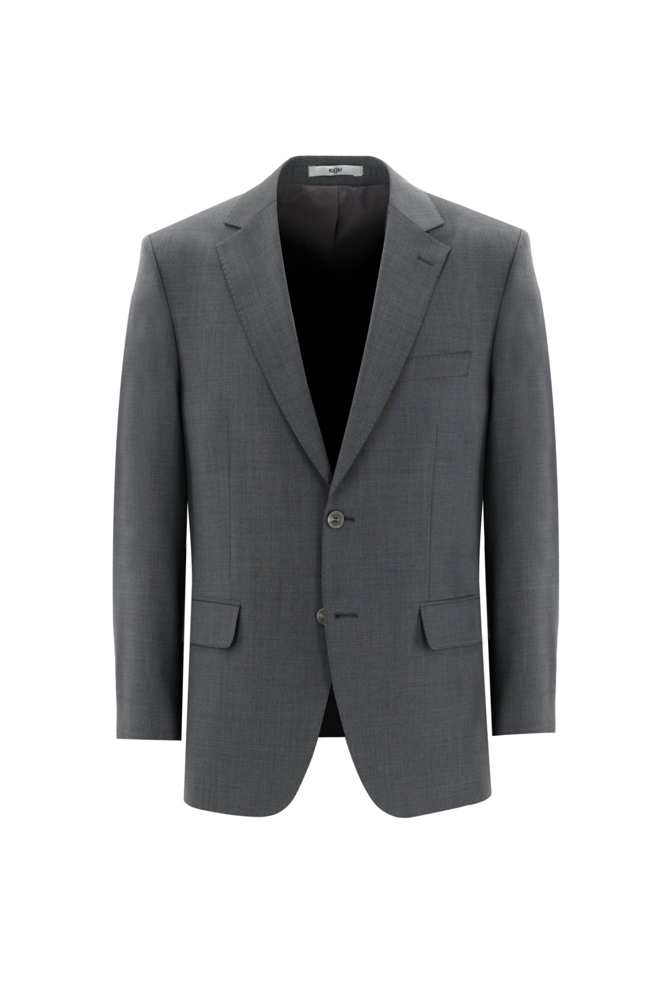 Orta Gri Slim Fit Dar Kesim Yünlü Klasik Takım Elbise