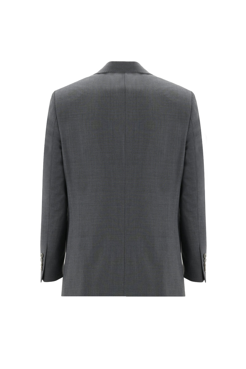 Orta Gri Slim Fit Dar Kesim Yünlü Klasik Takım Elbise