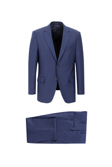 Orta Lacivert Regular Fit Yünlü Klasik Takım Elbise