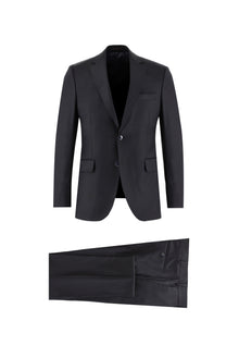 Orta Lacivert 7 Drop Slim Fit Dar Kesim Yünlü Tak?m Elbise-Abdullah Ki??l?