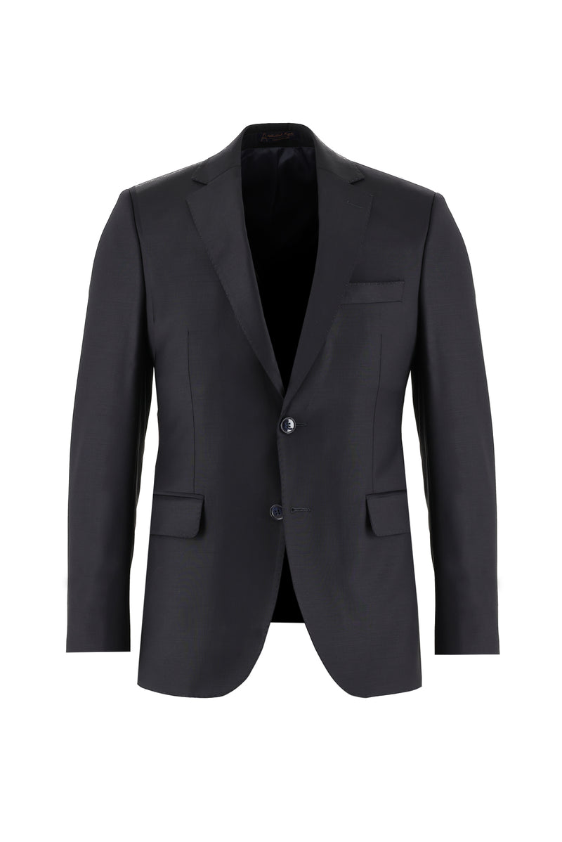 Orta Lacivert 7 Drop Slim Fit Dar Kesim Yünlü Tak?m Elbise-Abdullah Ki??l?