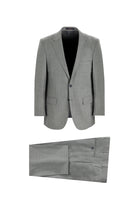 Açık Gri Relaxed Fit Rahat Kesim Yünlü Klasik Takım Elbise