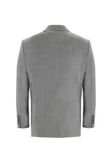 Açık Gri Relaxed Fit Rahat Kesim Yünlü Klasik Takım Elbise