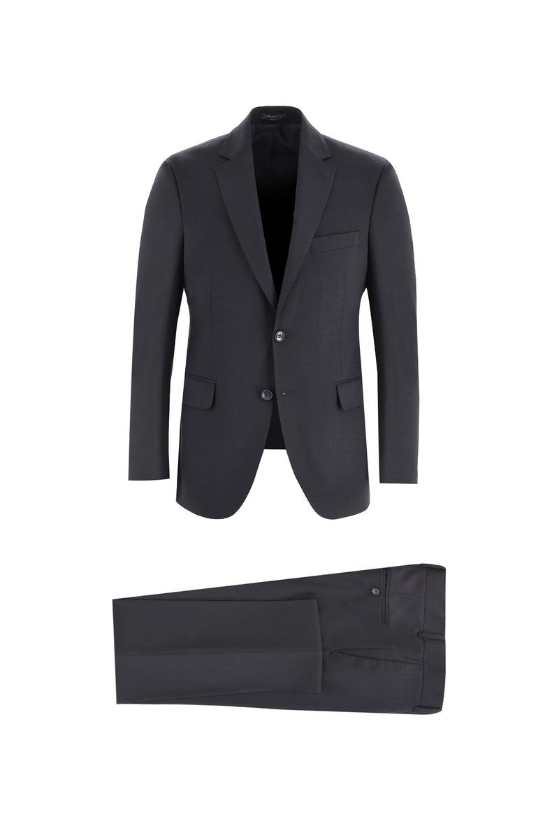 Orta Lacivert 7 Drop Slim Fit Dar Kesim Yünlü Tak?m Elbise-Abdullah Ki??l?