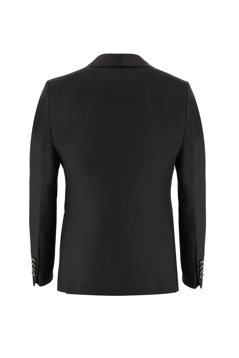 Siyah Slim Fit Dar Kesim Şal Yaka Yelekli Smokin & Damatlık