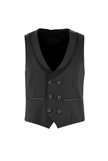 Siyah Slim Fit Dar Kesim Şal Yaka Yelekli Smokin & Damatlık