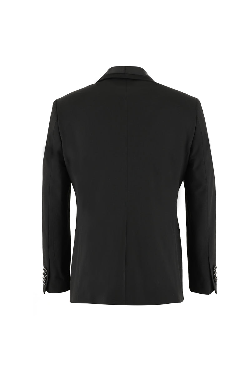 Siyah Slim Fit Dar Kesim Şal Yaka Smokin & Damatlık