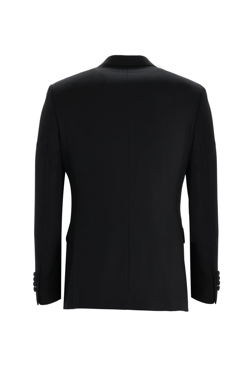 Siyah Slim Fit Dar Kesim Sivri Yaka Yelekli Smokin & Damatlık