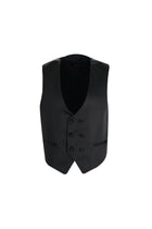 Siyah Slim Fit Dar Kesim Sivri Yaka Yelekli Smokin & Damatlık