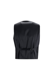 Siyah Slim Fit Dar Kesim Sivri Yaka Yelekli Smokin & Damatlık