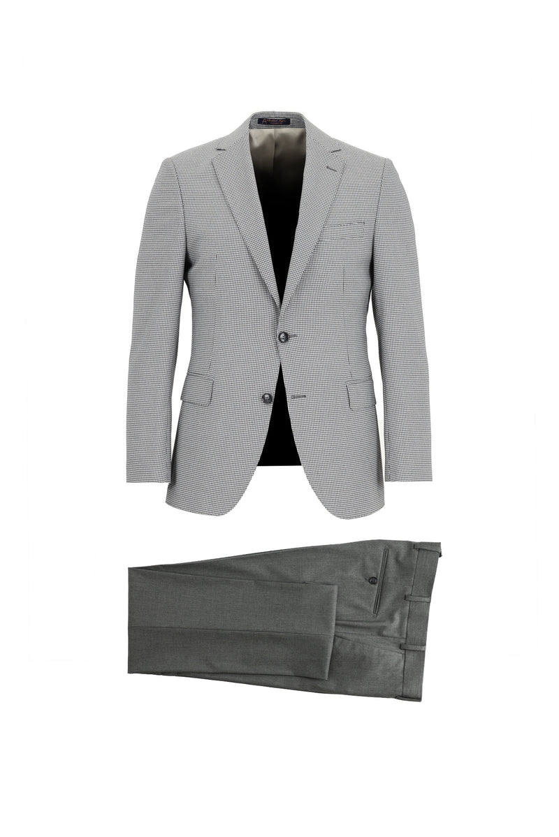 Siyah Regular Fit Kombinli Desenli Takım Elbise