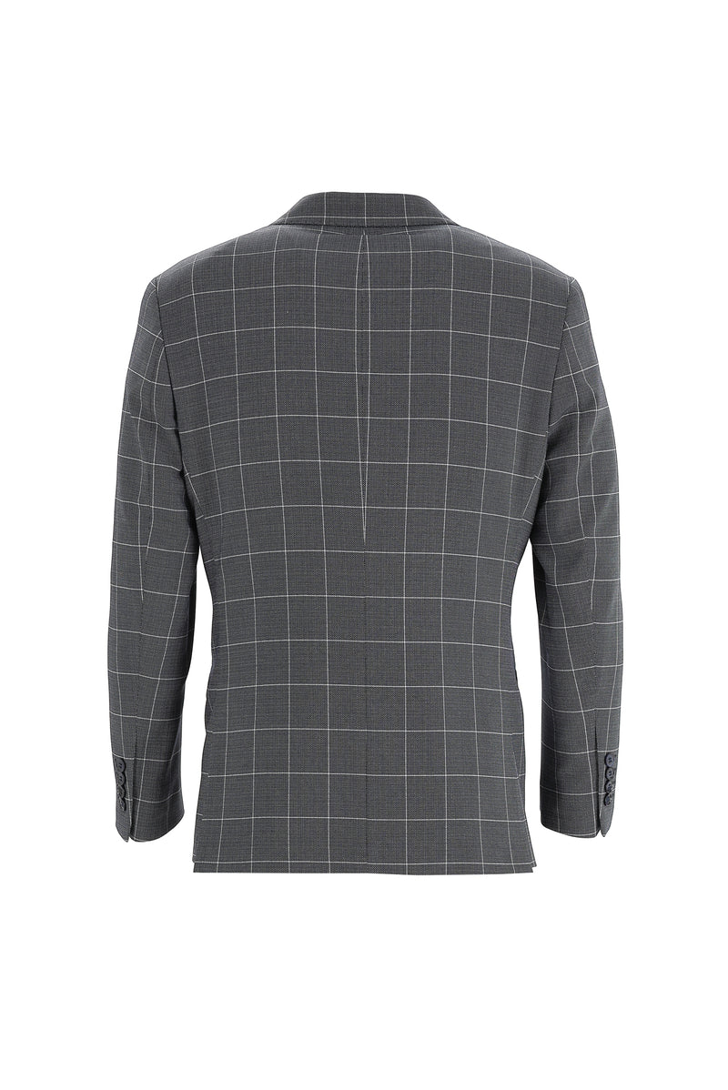 Koyu Lacivert Slim Fit Dar Kesim Kombinli Yelekli Desenli Takım Elbise