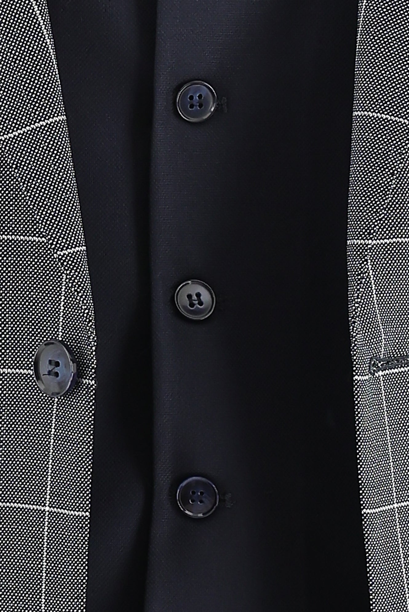 Koyu Lacivert Slim Fit Dar Kesim Kombinli Yelekli Desenli Takım Elbise