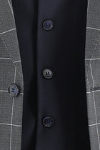 Koyu Lacivert 7 Drop Slim Fit Dar Kesim Kombinli Yelekli Desenli Tak?m Elbise-Abdullah Ki??l?