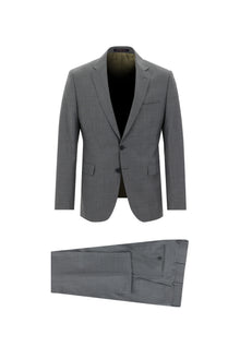Orta Gri 7 Drop Slim Fit Dar Kesim Yünlü Desenli Tak?m Elbise-Abdullah Ki??l?