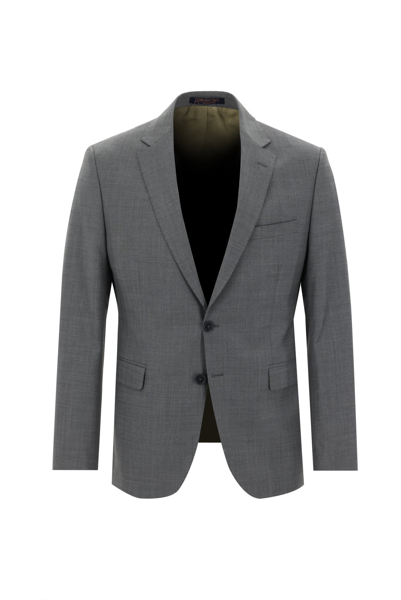 Orta Gri Slim Fit Dar Kesim Yünlü Klasik Desenli Takım Elbise