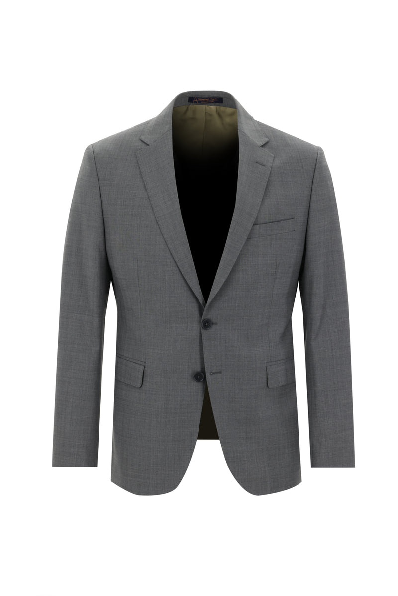 Orta Gri Slim Fit Dar Kesim Klasik Yün Takım Elbise