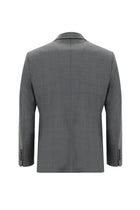 Orta Gri Slim Fit Dar Kesim Yünlü Klasik Desenli Takım Elbise