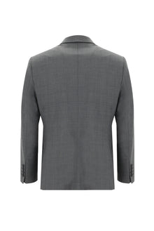 Orta Gri Slim Fit Dar Kesim Yünlü Klasik Desenli Takım Elbise