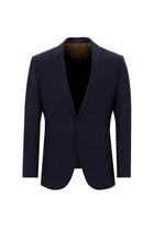 Orta Lacivert Slim Fit Dar Kesim Yünlü Klasik Desenli Takım Elbise