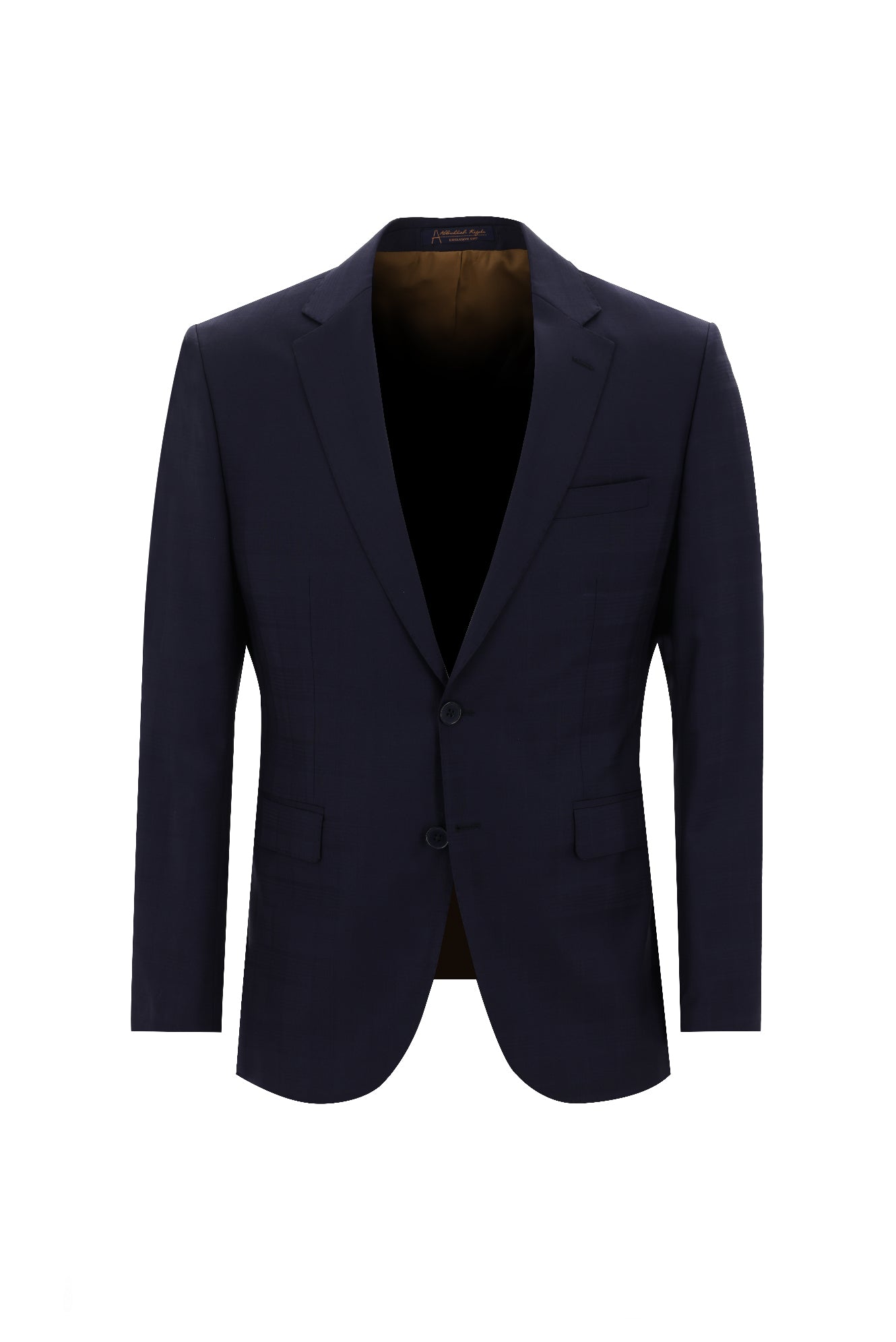 Orta Lacivert 7 Drop Slim Fit Dar Kesim Yünlü Desenli Tak?m Elbise-Abdullah Ki??l?