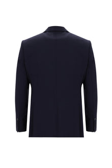 Orta Lacivert Slim Fit Dar Kesim Yünlü Klasik Desenli Takım Elbise